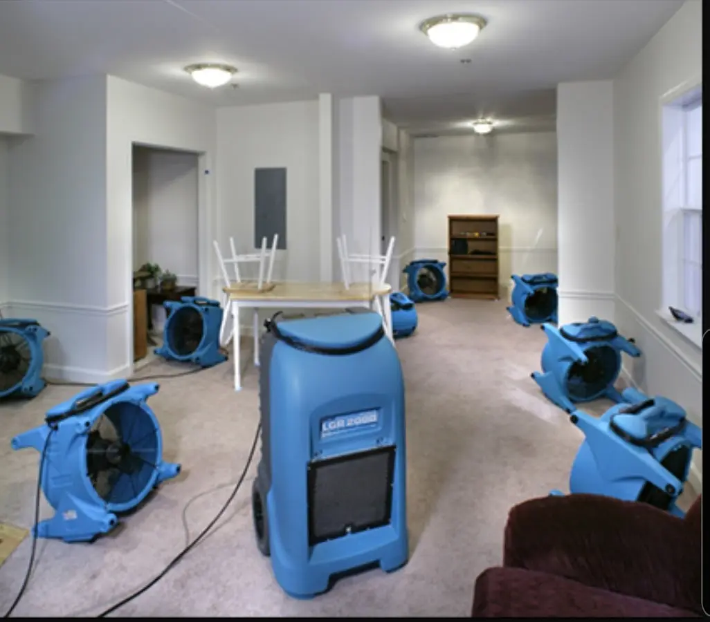 Air movers and dehumidifier setup for Water Damage Restoration in Ave Maria